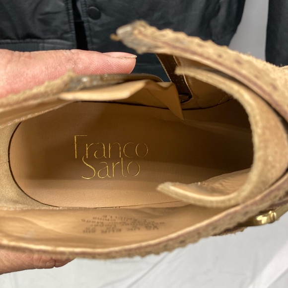 Franco Sarto Tan Wedge Ankle Boots with Buckle Detail - Picture 2 of 4